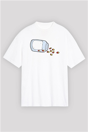 Eczacı Beyaz Unisex Oversize Tişört T-Shirt