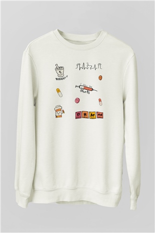 Eczacı Beyaz Unisex Sweatshirt