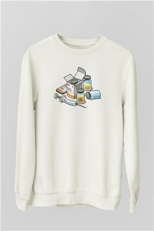 Eczacı Beyaz Unisex Sweatshirt