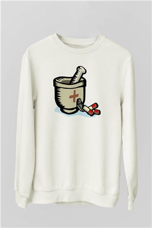 Eczacı Beyaz Unisex Sweatshirt
