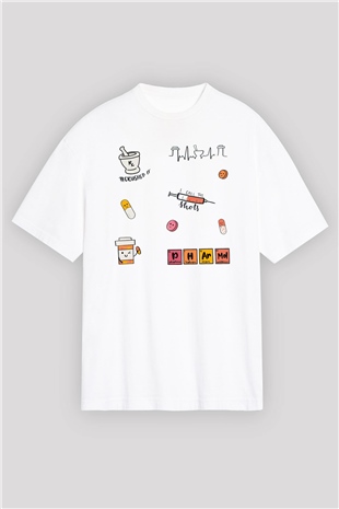 Eczacı Beyaz Oversize Tişört Oversize T-shirt - TişörtFabrikası