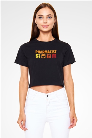 Eczacı Siyah  Crop Top Tişört