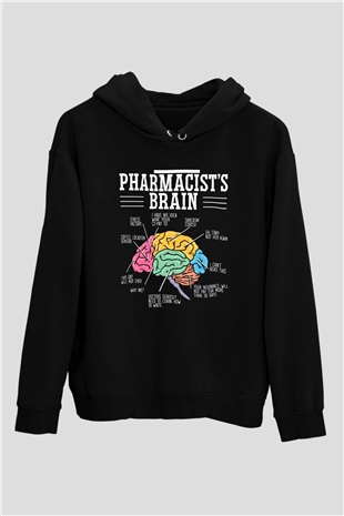 Eczacı Siyah Unisex Kapüşonlu Sweatshirt