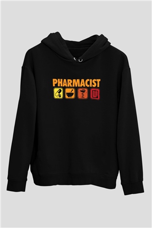 Eczacı Siyah Unisex Kapüşonlu Sweatshirt