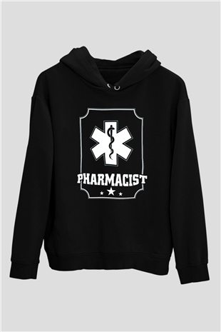 Eczacı Siyah Unisex Kapüşonlu Sweatshirt