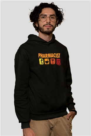 Eczacı Siyah Unisex Kapüşonlu Sweatshirt