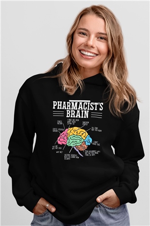 Eczacı Siyah Unisex Kapüşonlu Sweatshirt