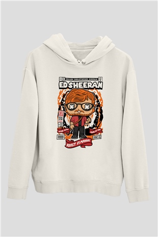 Ed Sheeran Baskılı Unisex Beyaz Hoodie