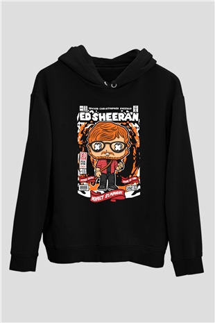 Ed Sheeran Baskılı Unisex Siyah Hoodie