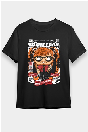 Ed Sheeran Baskılı Unisex Siyah Tişört