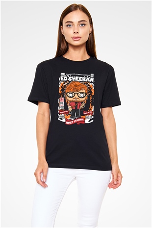 Ed Sheeran Baskılı Unisex Siyah Tişört