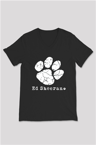 Ed Sheeran Siyah Unisex V Yaka Tişört T-Shirt