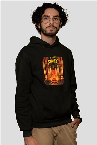 Edge of Sanity Baskılı Unisex Siyah Hoodie
