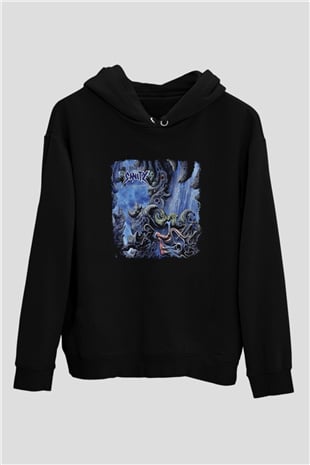 Edge of Sanity Baskılı Unisex Siyah Hoodie