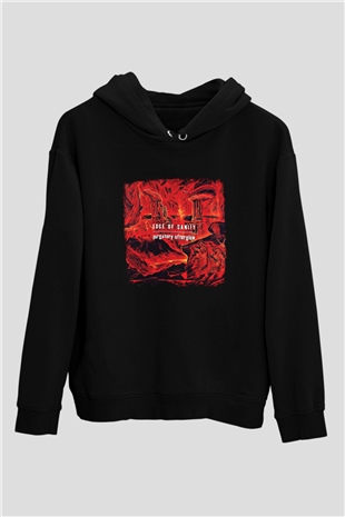 Edge of Sanity Baskılı Unisex Siyah Hoodie