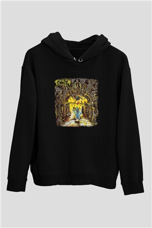 Edge of Sanity Baskılı Unisex Siyah Hoodie