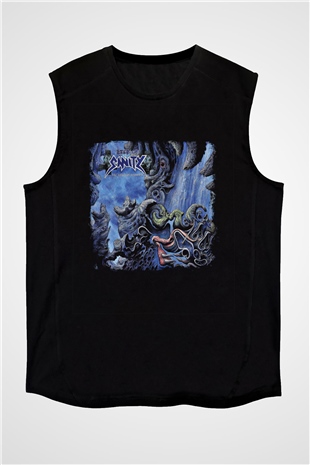 Edge of Sanity Baskılı Unisex Siyah Kolsuz Tişört