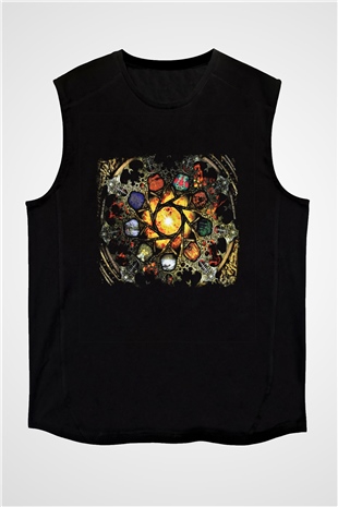 Edge of Sanity Baskılı Unisex Siyah Kolsuz Tişört