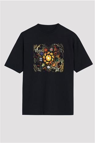 Edge of Sanity Baskılı Unisex Siyah Oversize Tişört