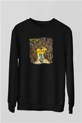 Edge of Sanity Baskılı Unisex Siyah Sweatshirt