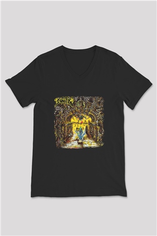 Edge of Sanity Baskılı Unisex Siyah V Yaka Tişört