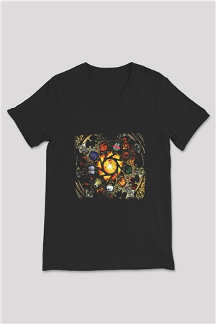 Edge of Sanity Baskılı Unisex Siyah V Yaka Tişört
