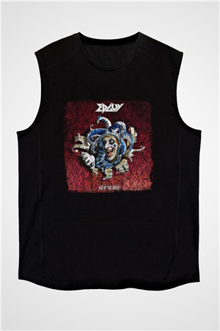 Edguy Baskılı Unisex Siyah Kolsuz Tişört