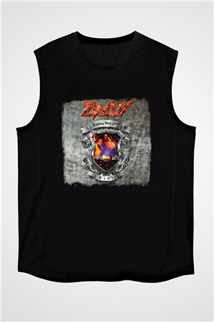 Edguy Baskılı Unisex Siyah Kolsuz Tişört