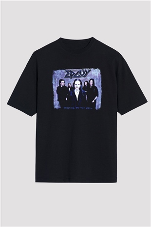 Edguy Baskılı Unisex Siyah Oversize Tişört