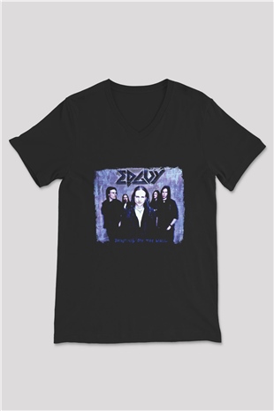 Edguy Baskılı Unisex Siyah V Yaka Tişört