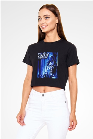 Edguy Siyah Crop Top Tişört