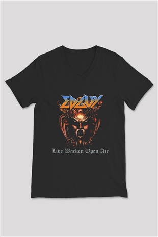 Edguy Siyah Unisex V Yaka Tişört