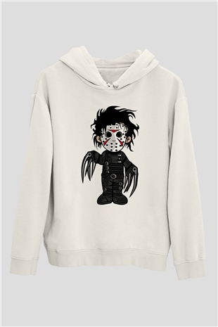 Edward Baskılı Unisex Beyaz Hoodie