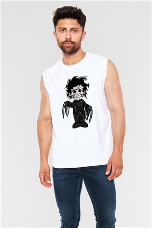 Edward Baskılı Unisex Beyaz Kolsuz Tişört