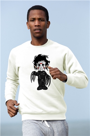 Edward Baskılı Unisex Beyaz Sweatshirt