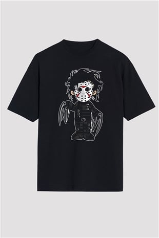 Edward Baskılı Unisex Siyah Oversize Tişört