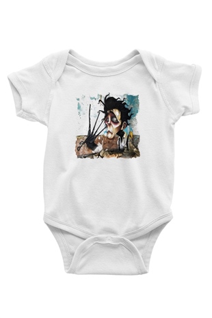 Edward Scissorhands Baskılı Beyaz Unisex Bebek Body - Zıbın