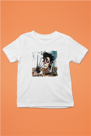Edward Scissorhands Baskılı Beyaz Unisex Çocuk Tişört