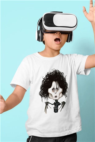 Edward Scissorhands Baskılı Beyaz Unisex Çocuk Tişört