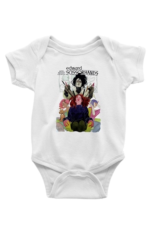 Edward Scissorhands Baskılı Beyaz Unisex Bebek Body - Zıbın