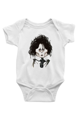 Edward Scissorhands Baskılı Beyaz Unisex Bebek Body - Zıbın