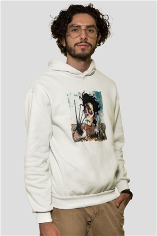 Edward Scissorhands Beyaz Unisex Kapşonlu Sweatshirt