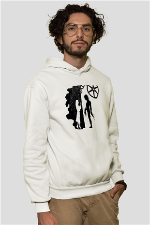 Edward Scissorhands Beyaz Unisex Kapşonlu Sweatshirt