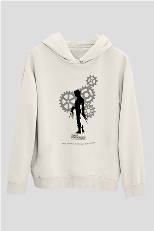 Edward Scissorhands Beyaz Unisex Kapşonlu Sweatshirt