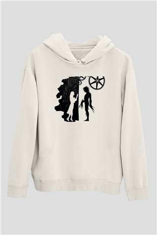 Edward Scissorhands Beyaz Unisex Kapşonlu Sweatshirt