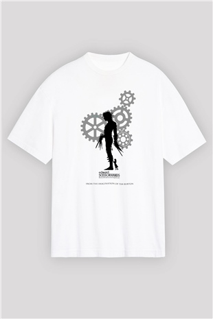 Edward Scissorhands Beyaz Unisex Oversize Tişört