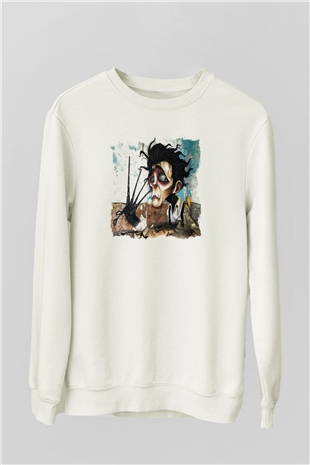 Edward Scissorhands Beyaz Unisex Sweatshirt