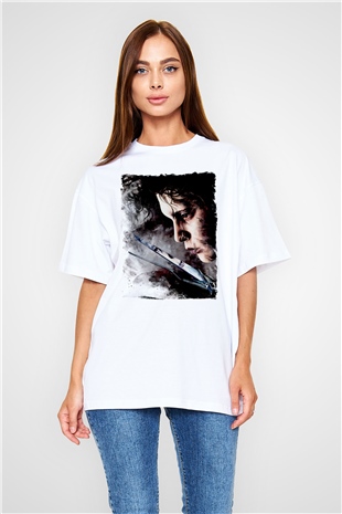 Edward Scissorhands Beyaz Oversize Tişört