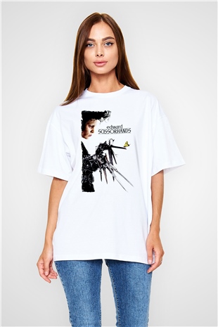 Edward Scissorhands Beyaz Oversize Tişört
