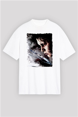 Edward Scissorhands Beyaz Oversize Tişört